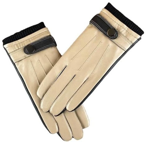Hja Boutiques UK Herren Winter Lederhandschuhe, Thermo Plüsch Gefüttert Touchscreen for Autofahren & Radfahren, Winddichte Business Handschuhe