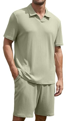 Anelune Mens Shorts and T shirts Sets, 2 Piece Tracksuit | Mens 2 Piece Summer sets, Mens 2 Piece Shorts Set, Short Sleeve T shirt, Drawstring Shorts