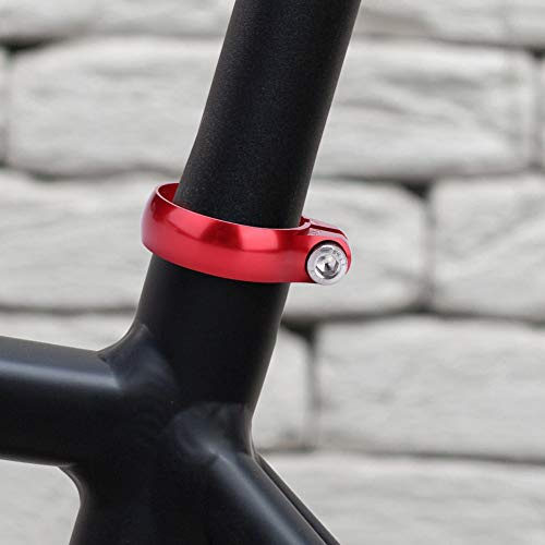 Cosiki Abrazadera para Tija de Sillín de Bicicleta Material de Aleación de Aluminio Resistente Negro Rojo 31,8 Mm Fácil Instalación para Entusiastas del Ciclismo (rojo)