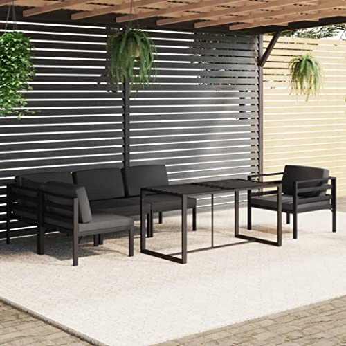 PTUGUOF 6-TLG. modulares Aluminium Lounge-Set mit Kissen, Garten-Lounge-Set in Anthrazit für entspannte Stunden im Freien
