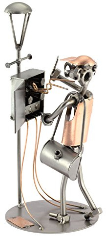 Steelman24 Schraubenmännchen Elektriker mit Blitz | Made in Germany,Handarbeit,Geschenkidee,Stahlfigur,Metallfigur,Metallmännchen