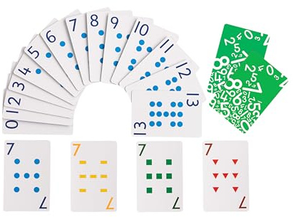 edxeducation School Friendly Playing Cards - In Home Learning Game - Set of 8 Decks - 448 Cards - Multicolored Patterned Cards Numbered 0-13 - Teach Counting and Probability