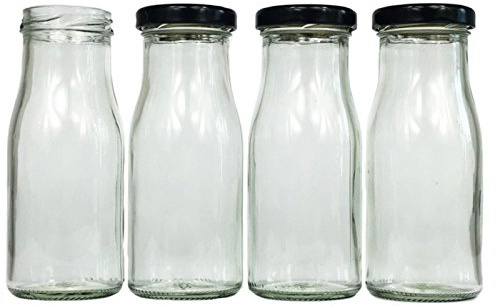 hocz Glasflaschen Set mit Schraubverschluss Schwarz | 24 teilig | Füllmenge 150 ml | Epical Saftflaschen Setzen Sie ganz einfach Ihr eigenes Öl Schnäpse und Liköre an