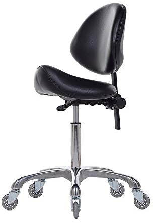 FRNIAMC Adjustable Saddle Stool Chairs with Back Support Ergonomic for Medical Clinic Studio Salon Office and Home (Black)