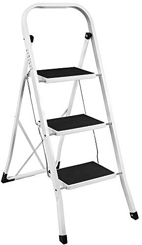 Escabeau 3 Marches, Escabeau 4marches Pliant avec Pieds et Marches Antidérapants Marche Pied Pliable Charge Max.150Kg
