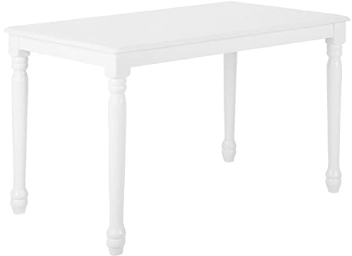 Beliani Table à Manger 120 x 75 cm Blanche en Bois et MDF de Style Traditionnel pour Intérieur Scandinave ou Classique