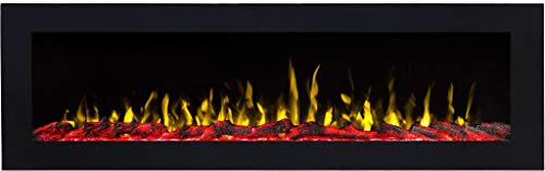 AFLAMO Pride-B | Negro | sin función de calefacción, Chimenea eléctrica empotrada,de Pared, simulación de luz LED, 13 cm de Profundidad (178x55x12,8)