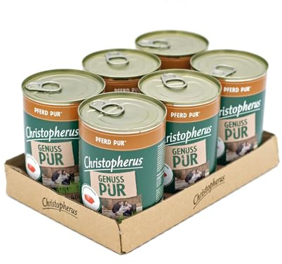 Christopherus PUR, cavallo, cibo completo per cani, cibo umido, 6 x 400 g