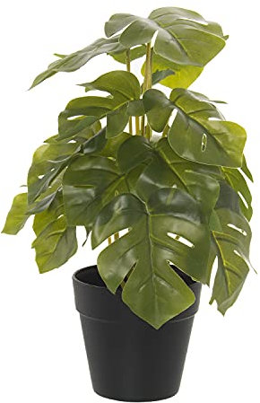 Set de 4 Plantas Artificiales Costilla de Adán de Polietileno y Tela en Verde 30cm