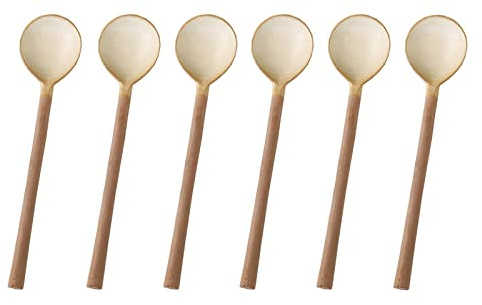 6 Stück Keramik Kaffeelöffel 11,4 cm Retro Kleine Porzellanlöffel Mini Teelöffel für Joghurt Dessert Honig Marmelade Löffel Eis Löffel Zucker Salz Glas Löffel