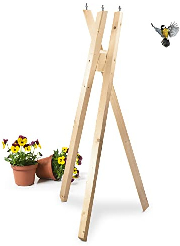 GARTENETAGE massiver Vogelhausständer dreibein aus Holz - Vogelhaus Ständer wetterfest - Vogelhausständer groß ohne Vogelhaus für Balkon und Garten - Ungeölt
