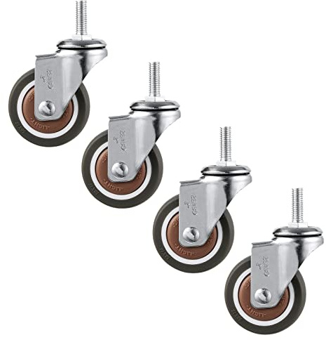 Suwooy 4 STK. Schwerlastrollen 25mm/38mm/50mm, Lenkrollen Mit Bremse/ohne Bremse, Kleine Geräuschlose Möbelrollen Aus Gummi, Ersatz Rollen Für Möbel, Warenkorbrollen,4Nobrakes-50mm/M8