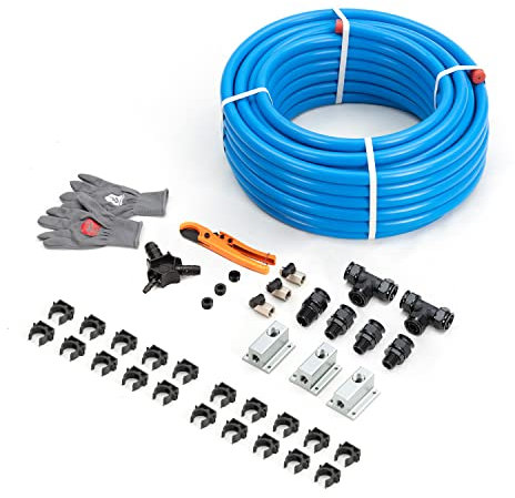 Compressed Air Piping System Pressured Leak-Proof Easy to Install 3/4 x 100 feet HDPE Aluminum Air Line Kit Air Compressor Hose kit Shop for Garage 200PSI ASTM F1282(Blue, 3/4×100FT)