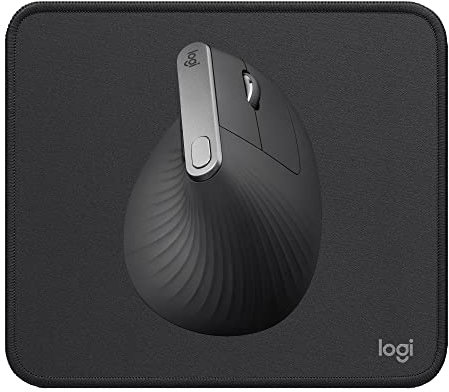 Logitech MX Vertical Souris sans Fil Ergonomique, Bluetooth, Récepteur USB Unifying + Mouse Pad Noir, Tapis de Souris PC, Résistant aux Eclaboussures, Durable, PC/Mac