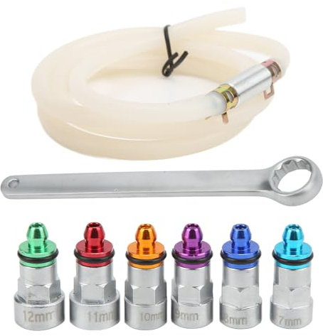 Aoutecen Bremsenentlüftungsschlüsselsatz,1 Ablaufschlauch 6 Adapter Bremsenentlüftungsschlüssel 7‑12 mm für SUV für Pkw für Kleinlaster