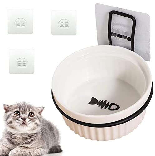Ciotole da appendere per gatto，Ciotola in Ceramica per Cani e Gatti, Ciotole per Alimenti Prevenire il Trabocco,Adatto a Gatti e Cuccioli