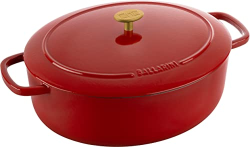 BALLARINI Bellamonte Auflaufform, Bräter, Dutch Oven, Emailliertes Gusseisen, Oval, 33 cm, 6,5 L, Rot