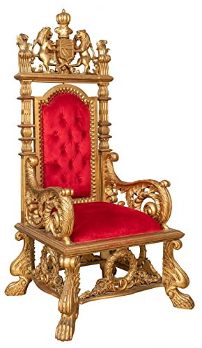 Biscottini Baroque Throne Armchair 194 x 92 x 96 cm - Solid Wood Armchair with High Backrest - Royal Armchair - Tronetto Lounge Armchair - Giant Armchair - Troni for Rooms and Homes