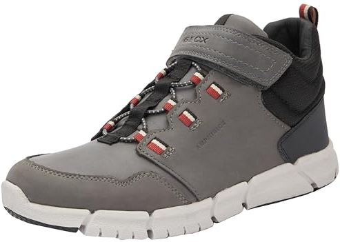 Geox J Flexyper Boy B Abx Ankle Boot, Grey/DK RED, 41 EU