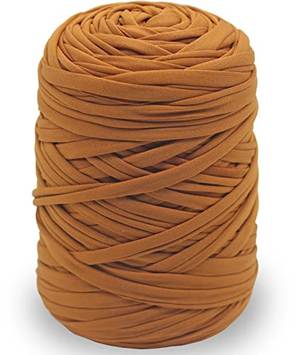 NOTIONSLAND 400 g T-Shirt-Garn, Strickgarn, Stoff, Häkelgarn für Tasche, Korb, Decke, Heimdekoration – braune Farbgarne