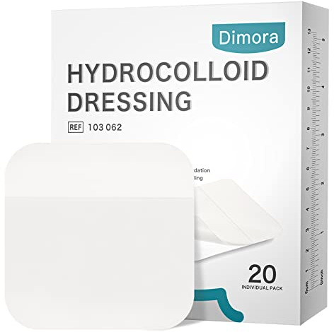 Dimora 20 Pack Hydrocolloid Wound Dressing, Ultra Thin 4 x 4 Large Patch Bandages with Self-Adhesive