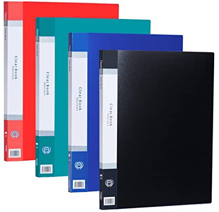 Präsentationsmappen mit 20 Fächern, A4, 4 Stück, TRANBO Projektbuch mit Kunststoffhüllen, Poly-Display-Ordner für Zertifikate, Kunstdokumentenhalter, Papierkram-Organizer, Notizbuch