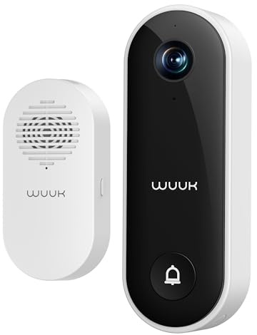 WUUK Doorbell Camera Wired with Chime, 2K Video Doorbell, Face Recognition, Human and Motion Detection, 24/7 Recording, No Subscription, Requires Existing Doorbell Wiring, 16-24V AC, 2.4 GHz WiFi Only