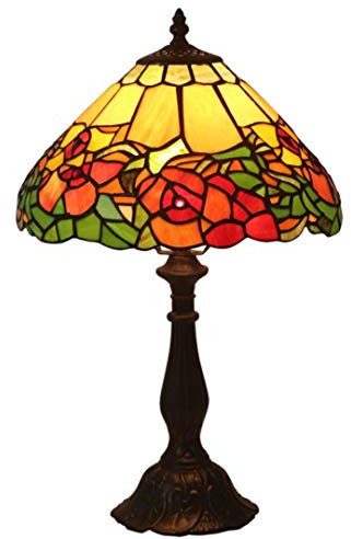 GAUUA Tiffany Style Desk Lamp, 12 Inch Manual Resin Lamp Creative Clematis Florida Pattern Glass Desk Lamp E27 Lamp Bracket