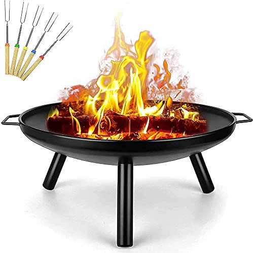Grande braciere con manici e cartello per barbecue retrattile, braciere a legna