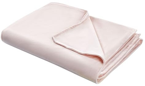 Beliani Modern Duvet Weighted Blanket Cover Polyester Fabric 120 x 180 cm Solid Pattern Pink Rhea