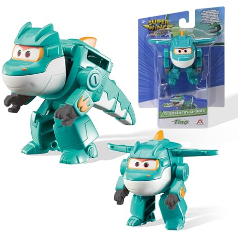 Super Wings Transformable Spielzeug Dinosaurier Tino, ca. 5 cm große, 2-in-1 Verwandlungsspielzeug Dinosaurier-Spielzeug für Kinder ab 3 Jahren Jungen Mädchen, Grün