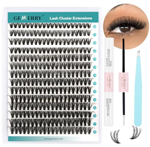 GEMERRY 40D 10-18mm Kit Pestañas Postizas Individuales DIY Kit | De Extensión De Pestañas Individuales Pestañas Pelo a Pelo y Pegamento Pinzas Extension Pestañas Kit(40D-0.07D-10-18mm-Set)