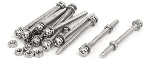 TOP-VIGOR M4 x 50mm Phillip Pan Head Bolt Screw, 12Pcs Screw Assortment Kit | 304 Stainless Steel Phillips Pan Head Bolt Screw Nut Washer for Professionals, Amateurs, Landlords, Repairmen and DIY