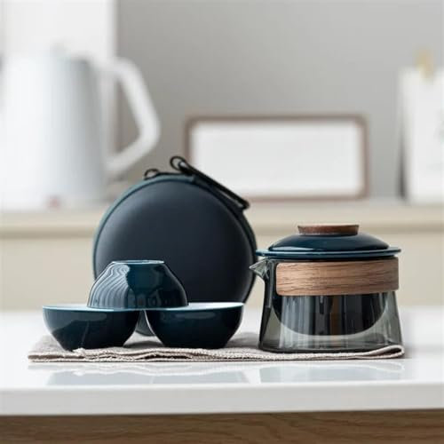 Théière Kung Fu Teaware Théière Ensemble Tasses Thé Kit 1 Bol 3 Tasses Préparation Thé Maison Service Thé Voyage Sac Portable Plein Air Service Set De Théière Et Tasse De Noël (Color : D)