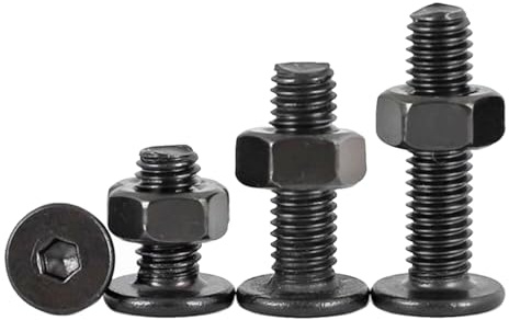 Foyoram M3x10mm Waferkopfschrauben mit Innensechskant und Muttern 50 Stück Schwarz Edelstahl Flachkopfschraube mit Innensechskant Großem Kopf Maschinenschrauben (M3 x 10 mm)