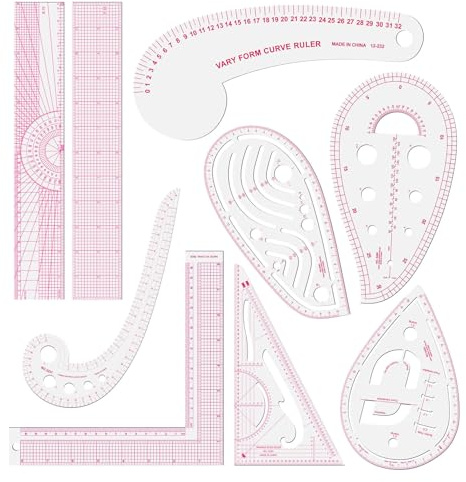 Mode klar metrisk sömlinjal set, franskt kurvmönster linjaler för nybörjare, skräddare, designers, quiltning, broderi, korsstygn, virkning, stickning