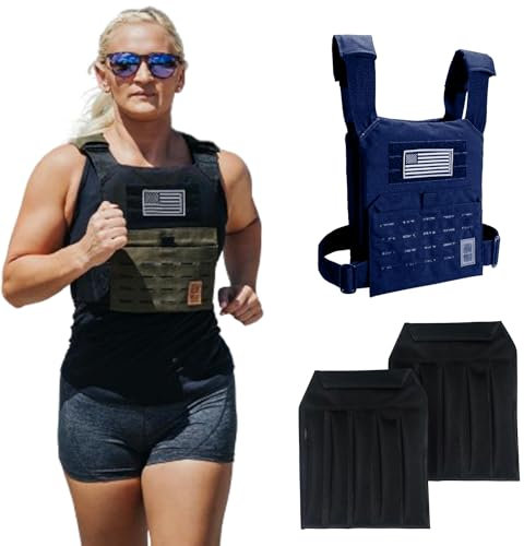 Unbrokenshop Speed Vest Gewichtsweste für Damen, robuste Stoffe, optimiert für Laufen und Workout, 6,8 kg Sandteller (Marineblau)