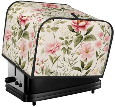 JXDXHCW Rose Floral 4 Slice Toaster Cover Wide Slot Dustproof Bread Maker Cover Fingerprint Bakeware Protection Kitchen Appliance Cover Toaster Bag