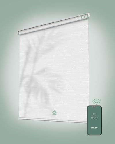 Yoolax Motorized Blinds App Control, Jacquard White, 34 W x 72 H