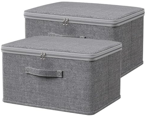 2 Cajas De Almacenamiento De Tela – Caja De Almacenamiento De Tela, Caja De Almacenamiento Para Edredón De Armario Con Cubierta – Caja Organizadora De Armario Con Cerradura De Dial, 2 Estantes De Gran