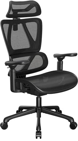 MAIDeSITe Ergonomischer Bürostuhl mit Dynamischer Rückenlehne, Schreibtischstuhl mit 3D Armlehnen, Selbstsperrendesr Adaptivem Sitztiefe, Adaptiver Lendenwirbelstütze, Atmungsaktiver Netz-Chefsessel