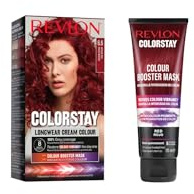 Lot de 2 produits Revlon ColorStay : Coloration Permanente N6.6 Rouge Intense et Masque Booster de Couleur Rouge, Coloration Temporaire