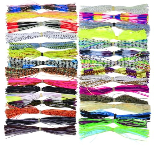 Faldas de silicona para pesca con señuelos de pesca y graves. Faldas de silicona para anzuelos, 30 paquetes, juego de cebos, faldas de repuesto para actividades al aire libre, respaldo de emergencia,