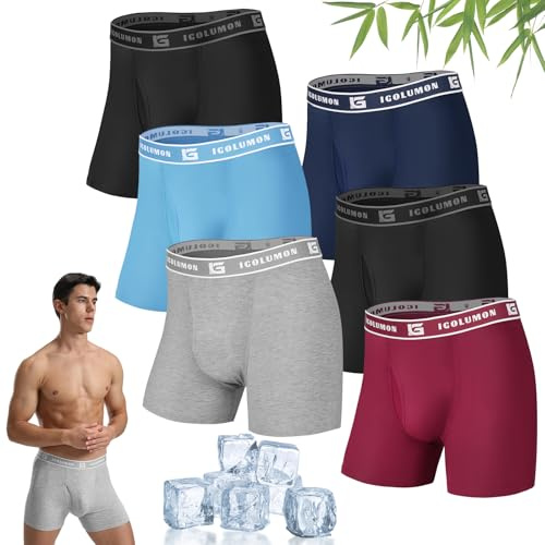 IGOLUMON Boxer Uomo in bambù Confezione da 6, Mutande Boxer Uomo Intimo Multipack con Elastico in Vita, Ultra Morbido Comodi e Traspiranti Intimo Maschile