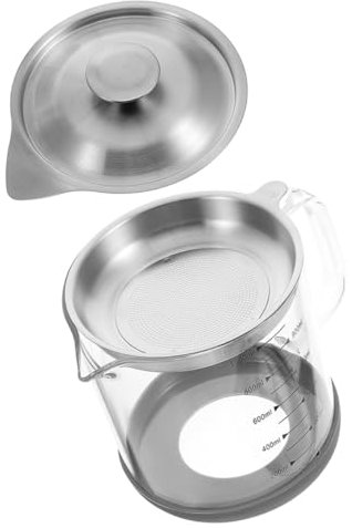 Alipis Recipiente para Aceite de Cocina 1000 Ml con Colador de Acero Inoxidable, Filtro Antiadherente, Almacenamiento de Petróleo para Uso Doméstico, Recipiente para Grasa y Aceite