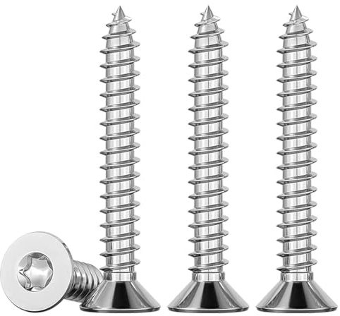 Drenky Holzschrauben Torx 5x30 mm Blechschrauben Edelstahl A2 V2A Vollgewinde Spanplattenschrauben 50 Stück Madenschrauben M5 Silber Universalschrauben TX25