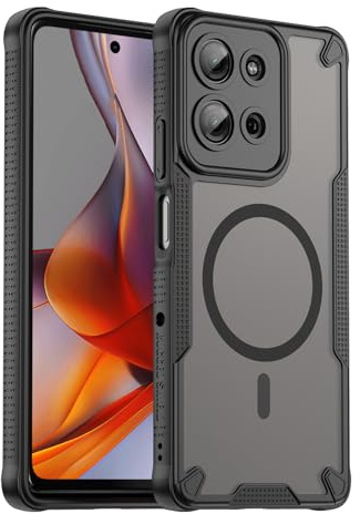 Yojiong Funda Magnética para Motorola Moto G75 5G [Compatible con MagSafe], [Protección de Cámara] Carcasa Translúcido Mate, Duradero Militar Caso PC y Silicona Bumper – Negro