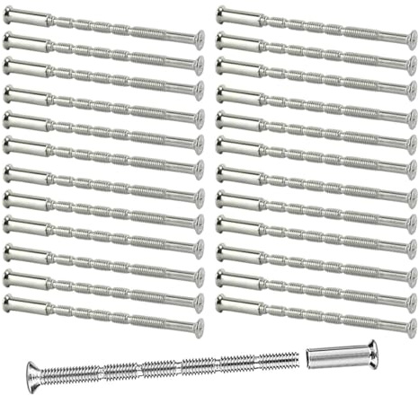 Hoite 20 juegos de pernos pasantes para manijas de puertas M3, fijaciones, tornillos de conexión, manguitos niquelados para escudos, cajones de gabinetes, acero de aleación plateado.