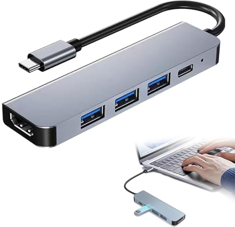 Hub USB C Hdmi 4k Pd 100w Charge, Multi Data Ports 5gbps 5 en 1 Adaptateur USB C vers Hdmi Compatible pour Iphone 16 15 Plus Pro Max, Macbook Pro/Air, iMac, Samsung Galaxy