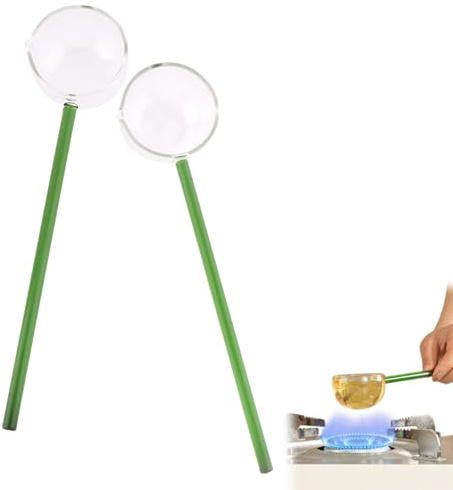 Mestolo in vetro borosilicato ad alta temperatura, 2 pezzi, 25 cm, con bocca versabile, può essere riscaldato direttamente con fiamma aperta, per casa, cucina, banchetti, ristorante, zuppa, cucchiaio